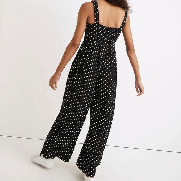 Madewell Polka Dot Wide Leg Jumpsuit Black Size 00 - Picture 2 of 7
